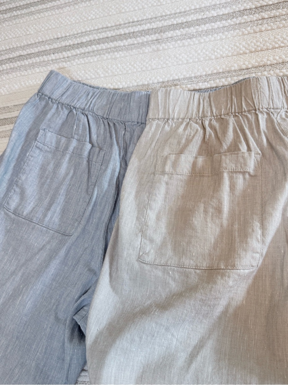 Lou & Grey Linen Blend Pull-On Cropped Pants Bundle Elastic Waist Blue Beige M - Picture 14 of 16
